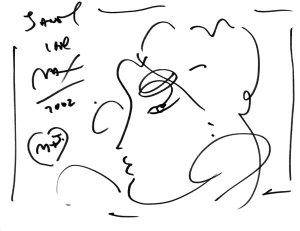 Personalized autograph from Peter Max.